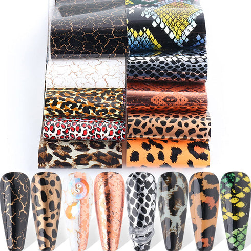 Leopard Print Nail Foil Transfer Sticker Nail Art Supplies Leopard Skin Marble Pattern Nail Foils Nail Art Stickers Holographic Nail Transfer Foil...