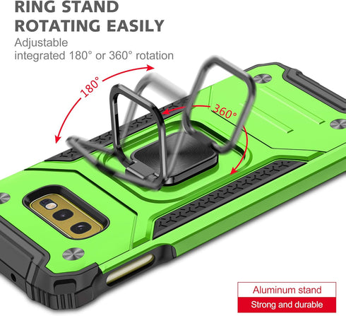YmhxcY Galaxy S10E Case Samsung S10E Case with HD Screen Protector, Armor Grade Cases with Rotating Holder Kickstand Non-Slip Hybrid Rugged Phone ...