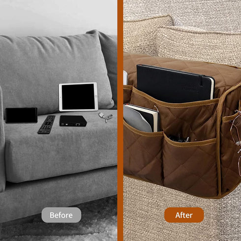 Armchair Caddy, Waterproof Sofa Armrest Organizer, Non Slip Recliner Organizer, Remote Holder for Recline, Recliner Caddy with 14 Pockets Storage ...