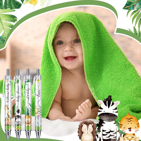 12 Pcs Baby Shower Ballpoint Pens Black Medium Point 1mm Pen Reusable Retractable Cute Pens for Men Women Smooth Writing and Journaling School Off...