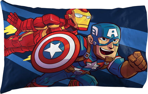 Jay Franco Marvel Super Hero Adventures Charge 1 Pack Pillowcase - Double-Sided Kids Super Soft Bedding - Features The Avengers...