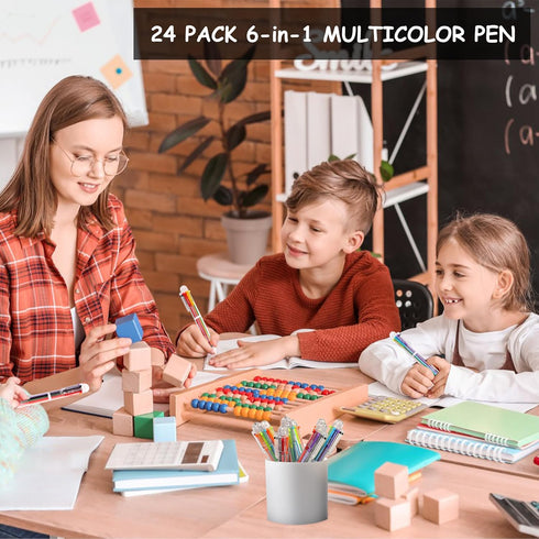 Ballpoint Pens 24 PCS 0.5mm 6-in-1 Multicolor Ballpoint Pens School Supplies Birthday Party Favors Gifts for Kids Students...