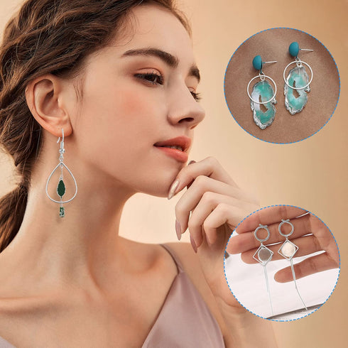 Ximalun 120Pcs Earring Hoops for Jewelry Making,Earring Finding Hypoallergenic Earrings Beading Hoop Bulk Open Bezel Pendant Frame Teardrop Square...