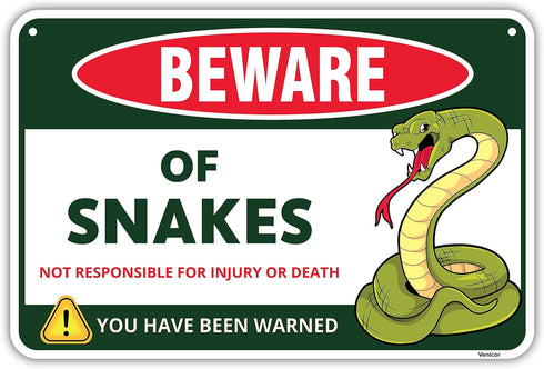 Venicor Snake Sign Decor - 8 x 12 Inches - Aluminum - Pet Snake Tank Accessories Tapestry Gifts Stuff Poster...