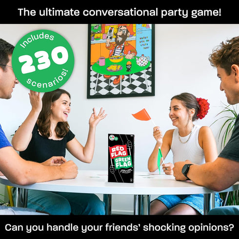 Fun Red Flag Green Flag Party Game - to Judge your Friends Dating Decisions - 230 Diverse Questions - Board Game for Adults, Adult Party Games, Ga...