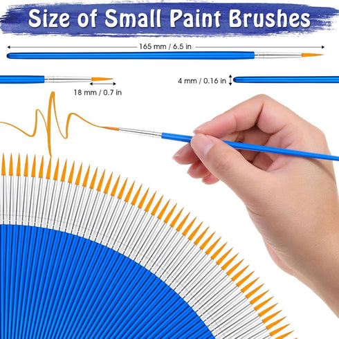 anezus 100Pcs Paint Brushes Bulk Small, for Kids Fine Set Detail Classroom Model Canvas Face Nail Art Acrylic Watercolor Craft Supplies, Blue...
