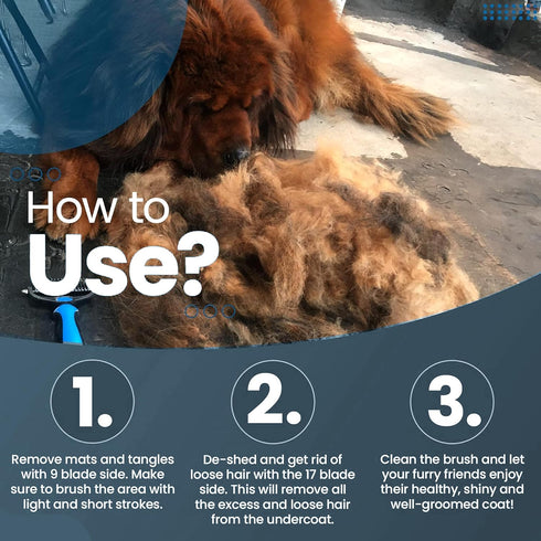 Pet Grooming Brush - Shedding Comb & Dematting Tool for Dogs & Cats, Double Sided Shedding Undercoat Rake for Dog Grooming, Extra wide Shedding Br...