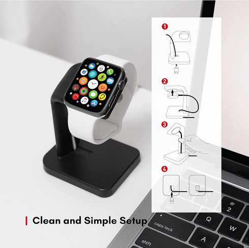 Macally Apple Watch Charger Stand for Series Ultra, 9, 8, 7, 6, 5, 4, 3, 2, 1, SE (44mm, 42mm, 40mm, 38mm) - Sleek iWatch Apple Watch Stand Dock -...