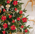 Geefuun 28PCS Christmas Tree Decorations: Poinsettias Artificial Flowers Ornaments Xmas Red Glitter Flower with Clips,3 Sizes Not Included Stems...