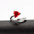 Uloveido Girls Charm Adjustable Red Rose Flower Leaf Ring Wedding Jewelry Valentines Gifts Y456...