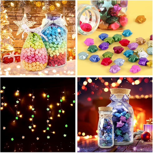 Bouiexye 540 Sheets Star Paper, Yellow Solid Color Gradient Color Paper Star Strips Double Sided Lucky Origami Star Paper Strips for Hand Art Craf...