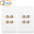 Cable Matters 2-Pack Speaker Wire Wall Plate, Gold Plated Speaker Wall Plate with Banana Plug Binding Post for 2 Speakers, White...