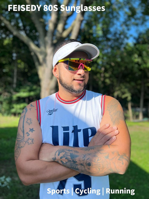 FEISEDY Oversized Mirror Shield Sport 80s Sunglasses Ski Goggles Flat Top One Piece Futuristic Visor Women Men B2522...