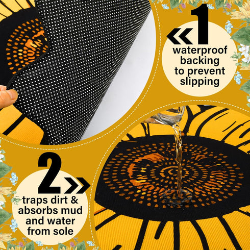 Extra Large Sunflower Welcome Doormat 29.5" x 29.5" Non Slip Area Rug Summer Decorative Floral Mat for Kitchen, Bathroom, Bedroom, Living Room, In...