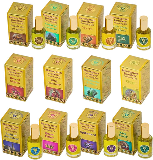 Frankincense and Myrrh Anointing Oil, Blessing from Jerusalem - Gold Collection, Made in Holy Land (12ml - 0.4 Oz) Anointing Oil for Prayers and B...