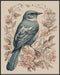 Posterizer 1 pcs- Blue bird in the middle of pink flowers-Art for Animal Lovers-Floral Botanical Art- Gift for Men Women -decor for Bedroom, Offic...