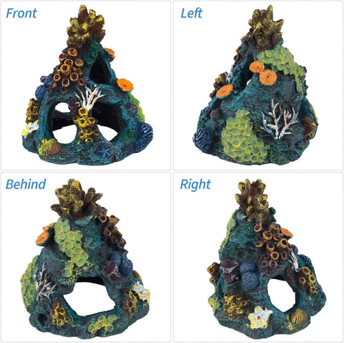 Uniclife Aquarium Decorations Resin Coral Rock Mountain Cave Fish Tank Decor Ornaments Fish House for Betta Rest Hide Play Breed...