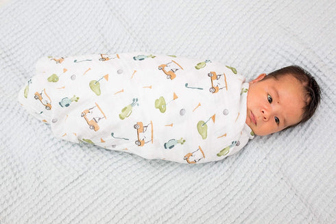 Lulujo Baby Cotton Muslin Swaddle Blanket, 47 x 47-Inch, Golf...