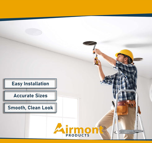 (Pack of 4) Airmont Products AP-12077, 5-inch Ceiling Blank-Up Cover with Center Screw, Fits 3-1/4" to 4" Electric Box, Adjustable Bracket for Scr...