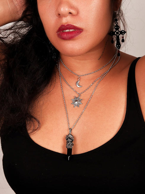 Sacina Gothic Crescent Moon Choker Necklace, Moon Sun Star Choker Necklace, Goth Necklace, Gothic Necklace, Halloween Christmas New Year Jewelry G...