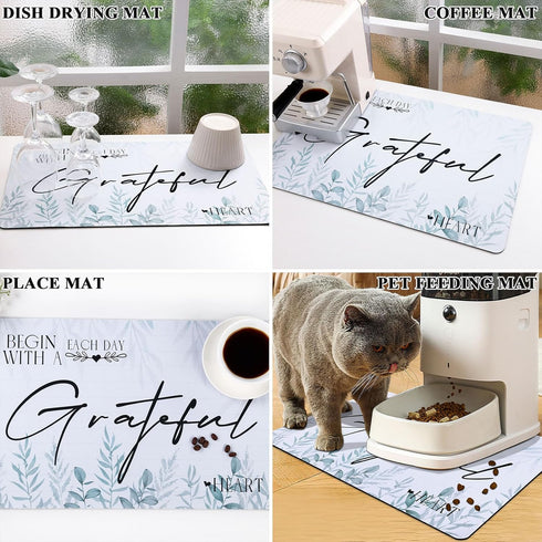 Dish Drying Mats 16"x24" Super Absorbent Dish Drying Mat Large Drying Mat for Kitchen Counter Easy clean Coffee Mat for Kitchen Countertop Coffee ...