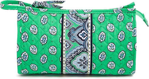 Vera Bradley Cotton Trapeze Cosmetic Makeup Organizer Bag, Garden Green Leaf...