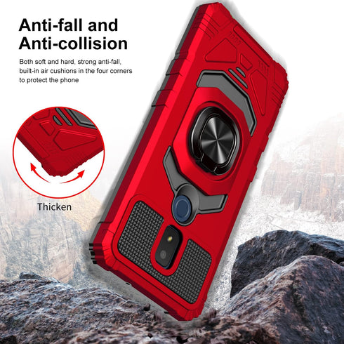 for for Cricket Icon 3, Splendor, AT&T Motivate 2 - Shockproof Protective Phone Case w/Ring Stand - RS7 Red...