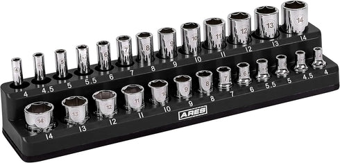 ARES 70233-26-Piece 1/4-Inch Metric Magnetic Socket Organizer - Holds 13 Standard Size and 13 Deep Size Sockets - Keeps Your Tool Box Organized...