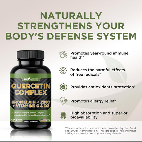 Organic quercetin, Quercetin with Bromelain, quercetin supplements 500mg, quercetin with vitamin c and zinc, Bioflavonoids for Healthy Immune Supp...