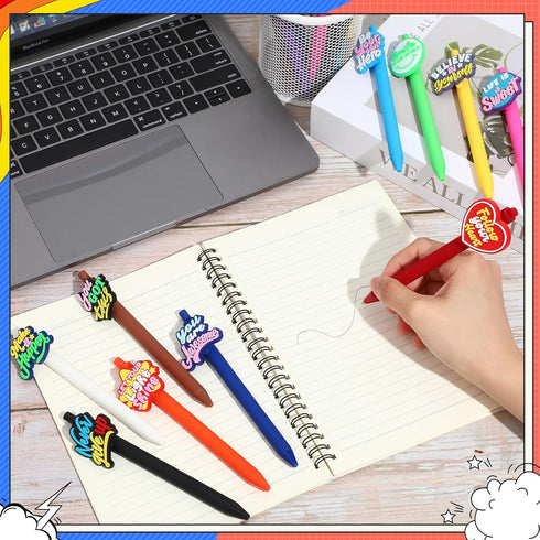 24 Pcs Inspirational Pens Bulk Motivational Quote Ballpoint Pens Funny Retractable Black Ink Pens Colorful Encouraging Writing Pen for Women Men O...