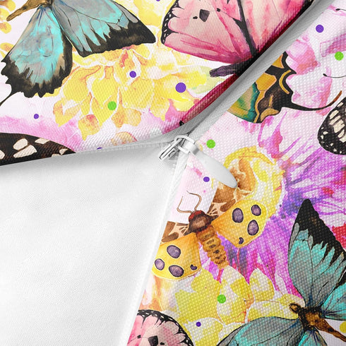 Butterfly Outdoor Waterproof Throw Pillow Covers 18 x 18 Inch Set of 2, Floral Green Tropical Pillowcase Square Cushion Case, Farmhouse Garden Dec...