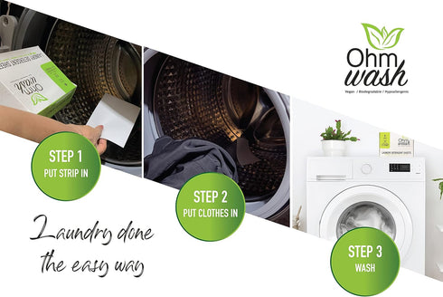 Ohm Earth’s Ohm Wash - Laundry Detergent Sheets Hypoallergenic, Eco-friendly & Biodegradable, Plastic-Free Liquidless Concentrated Strips for Sens...