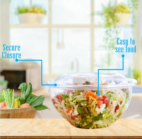 Mr Miracle Clear 18 Ounce Plastic Salad Bowls with Snap-On Lids. Pack 50. Airtight Disposable Salad Containers for Lunch, Meal Prep, Parties. Idea...