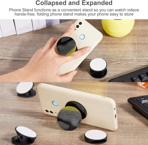 Phone Grip Mold 4 Circle Shape Epoxy Resin on Top Phone Grip Mold with 10 Pieces Blank Sublimation Holders Circle Silicone Molds for DIY Design(Bl...