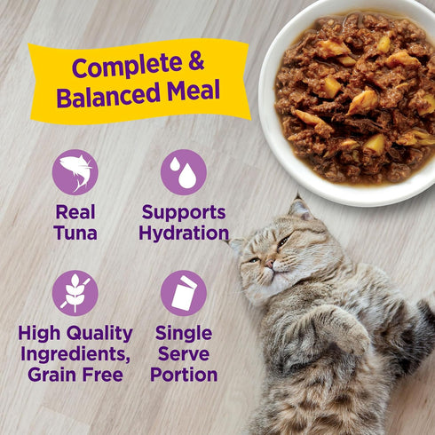 Wellness® Appetizing Entrées™ Flaked Tuna & Cod Recipe in Broth Natural Wet Cat Food, 1.4 oz Pouch (Pack of 8)...