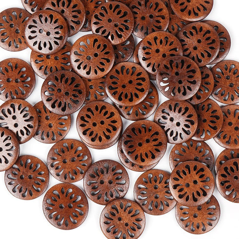 Chenkou Craft Pierced Flower Wood Buttons 30mm Sewing Craft 50Pcs...