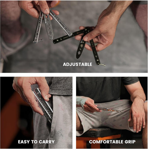 Butterfly Knife, Balisong Trainer Unsharpened Blade, 2 Practice Knives Set with Pouches Fully safe Not Real Blades...