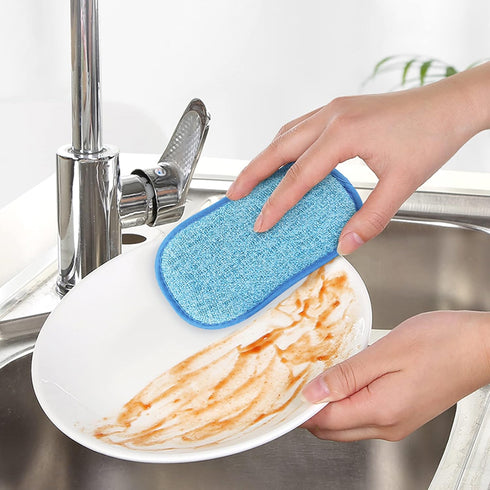 6 Pack Multi-Purpose Scrub Sponges for Kitchen 6 Colors, Non-Scratch Microfiber Sponge with Heavy Duty Scouring Power, Effortless Cleaning of Dish...