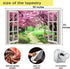 Japanese Cherry Blossom Window Tapestry Tree Forest Path Pink Flowers Window Tapestry Botanical Floral Natural Landscape Aesthetic Tapestry for Li...