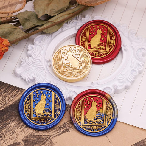 SWANGSA Starry Cat Wax Seal Stamp Kit with 60pcs Sealing Wax Beads, Wax Seal Melting Spoon and Gift Box, Great for Embellishment of Invitations, W...