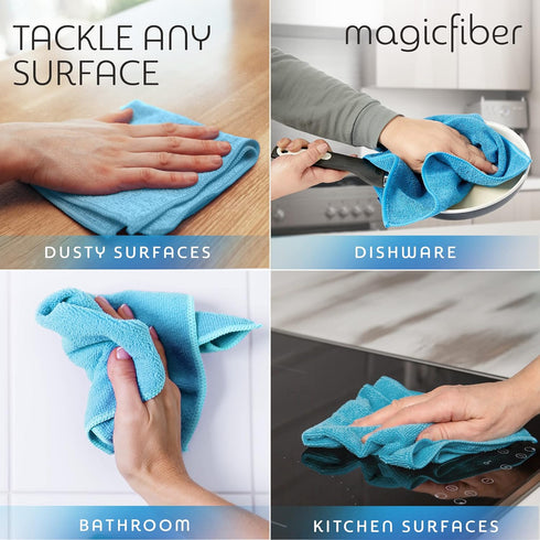 MagicFiber Microfiber Cleaning Cloth (12 Pack, 13x13 in) - Thick Cleaning Towels, Rags & Dusting Cloths for House, Kitchen, Windows, Cars & More -...