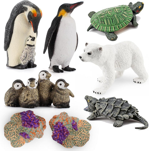 Sea Animal Toys Playset 8Pcs Arctic Animal Figurines Polar Bear Penguin Turtle Figures Model Cake Toppers Early Learning Gifts for Kids...