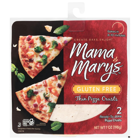 Mama Mary's 7" Gluten Free Thin Crust Ready to Bake Pizza Crusts, 7 Ounce, 2 Crusts...