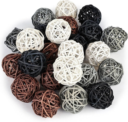 DomeStar 24PCS Brown Decorative Balls for Bowl Centerpiece, 2 Inch Rattan Balls Bowl Fillers Decor - Wicker Twig Orbs Spheres, Wedding Home Vase T...