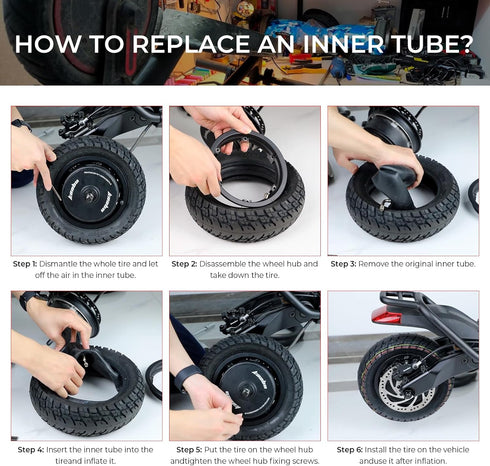 (2 Pack) 80/65-6 Inner Tube, 10x2.5 255x80 Replacement Inner Tubes, 10 Inch Thickened Pneumatic Tyres...