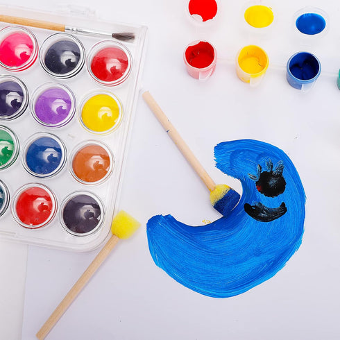 40 Pieces Round Paint Foam Sponge Brush Set,Sponge Paint Brush Paint Tools for Kids,Wooden Handle Foam Brushes,Stencil Sponge Foam Paint Brush for...