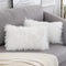 WLNUI Set of 2 White Decorative Lumbar Fluffy Pillow Covers New Luxury Series Merino Style Faux Fur Throw Pillow Covers Fuzzy Cushion Case Spring ...