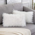 WLNUI Set of 2 White Decorative Lumbar Fluffy Pillow Covers New Luxury Series Merino Style Faux Fur Throw Pillow Covers Fuzzy Cushion Case Spring ...