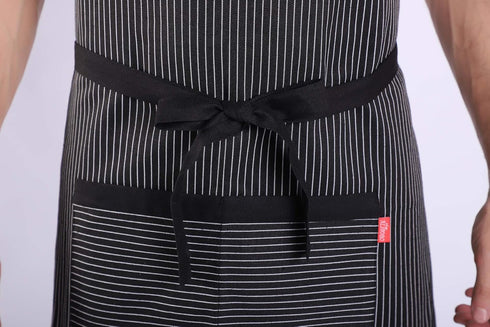 Aprons for Women and Men, Kitchen Chef Apron with 2 Pockets and 40" Long Ties, Adjustable Bib Apron for Cooking, Serving - 32" x 28" - Black/White...