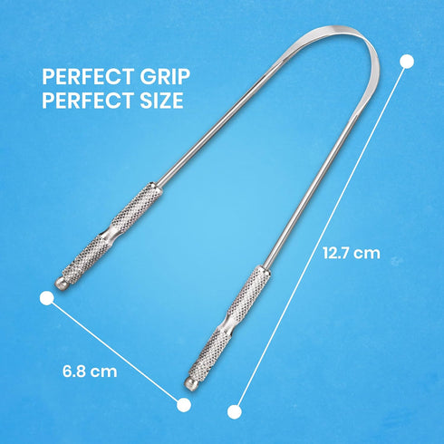 Tongue Scraper for Adults by HOKIN (2Pcs Oral Care Pack) Stainless Steel Tongue Cleaners Reduce Bad Breath 100% Metal tough Scrapers Men and Women...